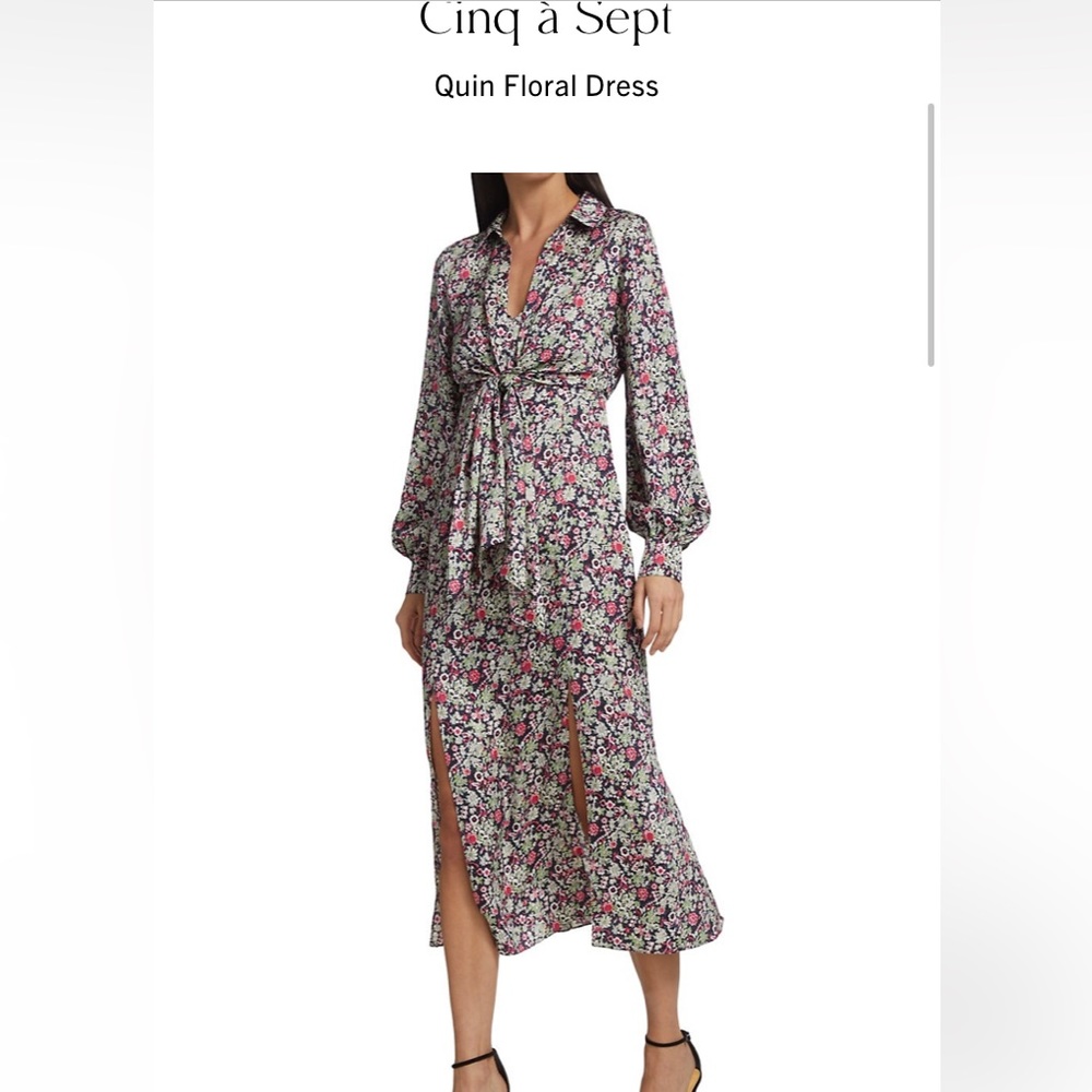 Cinq a Sept Quin Floral Midi Dress Size 10 NWT